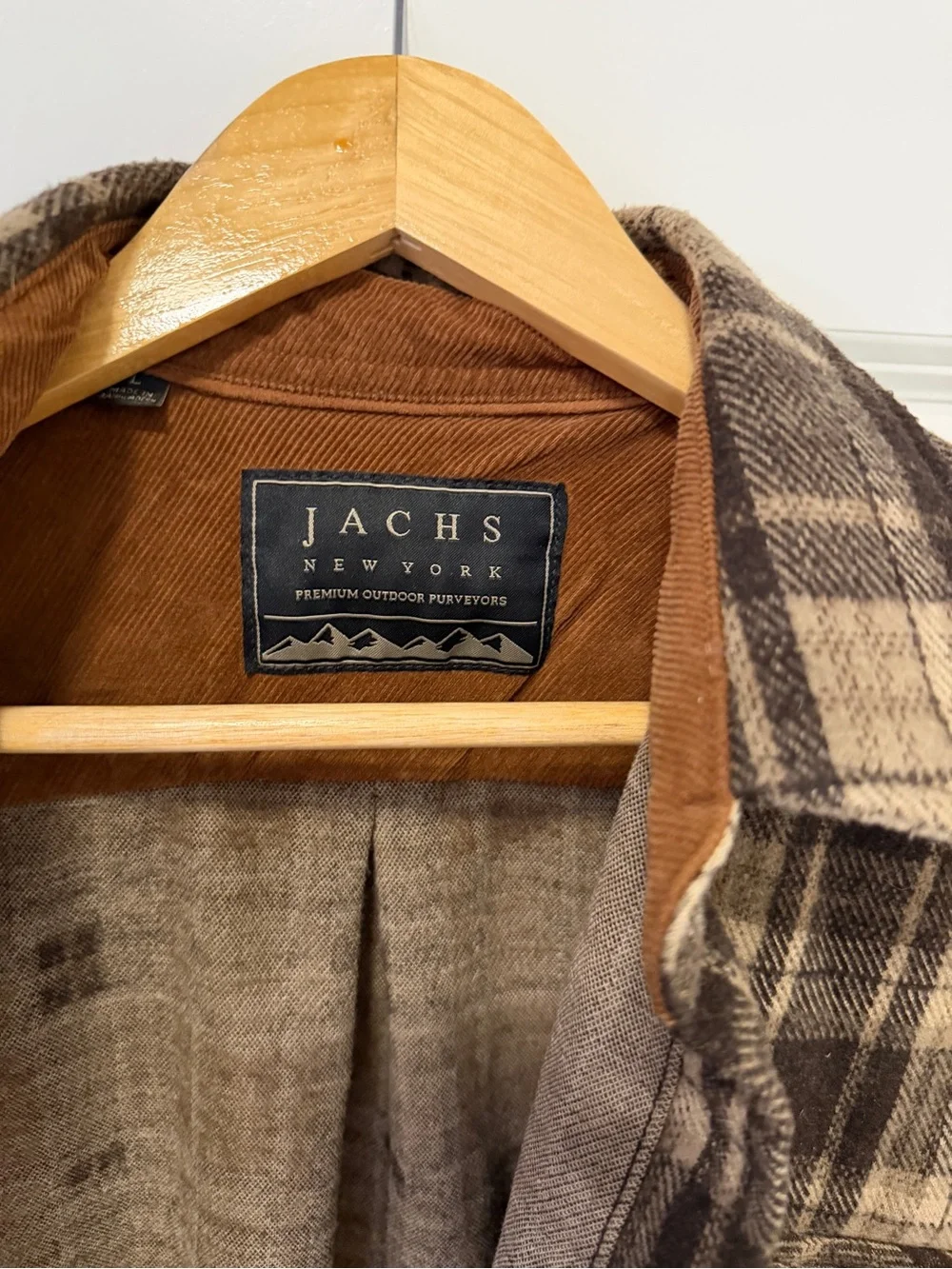 Jachs Men’s Brown and Cream Plaid Shirt Jacket